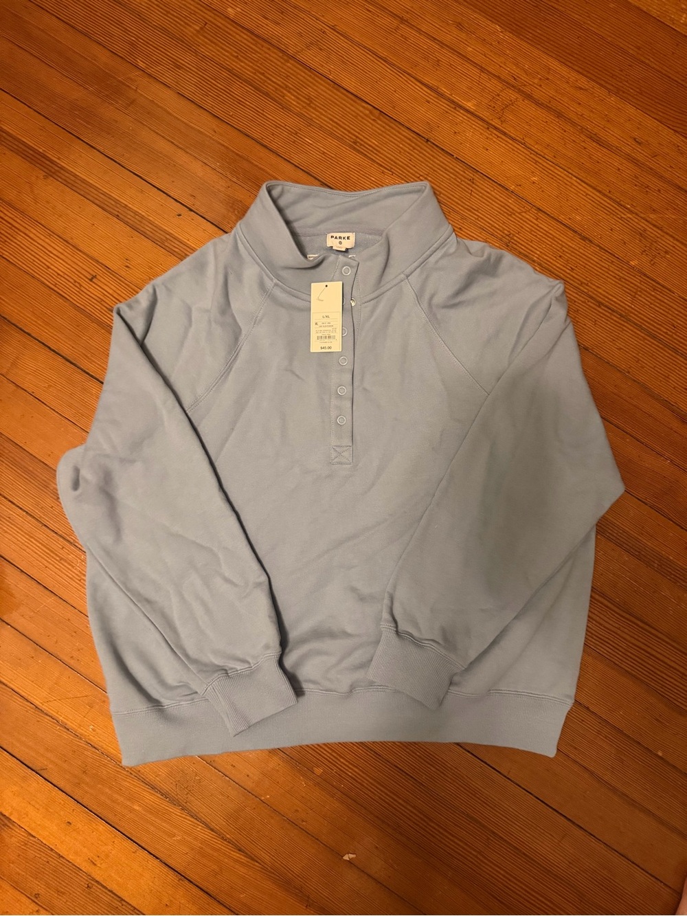 Target x Parke - L/XL Light Blue Quarter-Snap Crewneck Sweatshirt - NWT